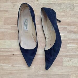 Jimmy Choo Blue Suede Kitten Heel Size 40.5 / US 10 Italian